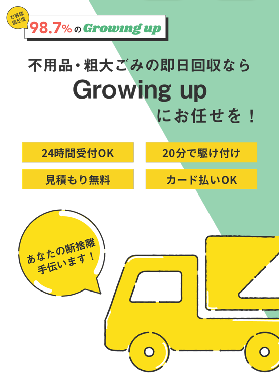 邪魔な不用品・粗大ゴミ 即日回収 24時間受付OK 20分で駆け付け 見積もり無料 カード払いOK